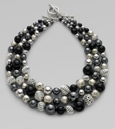 From the David Yurman Element Collection. Black onyx, hematite and sterling silver round beading in a triple row design.Black onyx & hematite Sterling silver Length, about 17½ Toggle closure Imported 