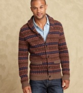 A fall classic. This print shawl collar cardigan from Tommy Hilfiger is a timeless layering piece.