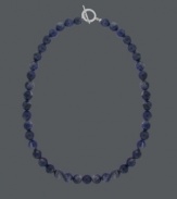 Add pop to your look with fresh bubbles of color. Necklace by Avalonia Road features round sodalite beads (10 mm) and a sterling silver toggle clasp. Approximate length: 18 inches.