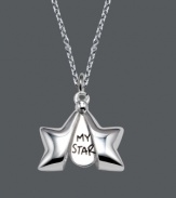 The perfect gift of star-worthy style. Unwritten secret message pendant features a star that opens to reveal the words My Star. Setting and chain crafted in sterling silver. Approximate length: 18 inches. Approximate drop: 7/8 inch.