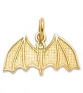 You'll go batty for this cute charm! Perfect for Halloween, this textured bat charm is crafted in 14k gold. Approximate length: 3/5 inch. Approximate width: 7/10 inch.