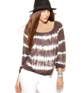 Tie dye and sequins create an amazing combo: INC's peasant-style top adds sparkle to your look!