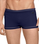 Cut through the water like a pro and also a striking look with these short trunks from Hugo Boss.