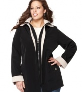 A contrast lining adds a stylish touch to this Nautica plus size coat perfect for damp spring days -- an everyday value!