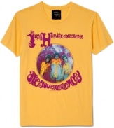 The rock legend who set his guitar on fire now sets your style ablaze with this Jimi Hendrix t-shirt from RIFF.