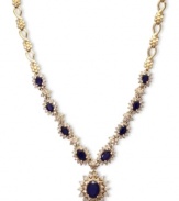 Regally inspiring. Add a little royalty to your look with EFFY Collection's stunning necklace. Crafted in 14k gold with oval-cut sapphires (4-3/8 ct. t.w.) and round-cut diamonds (2-1/3 ct. t.w.). Approximate length: 18 inches. Approximate drop: 1/2 inch.