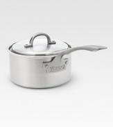 An elegant, professional-grade sauce pan is manufactured with exclusive multi-ply construction, a specially designed combination of stainless steel and aluminum alloys for lifetime performance, durability, easy cleanup and even heat distribution.Lid includedErgonomic handle constructed of investment-cast stainless steel with stay-cool vent designIncludes 18/10 stainless steel cooking surface, aluminum alloy core