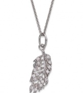 A natural choice. B. Brilliant's feather pendant sparkles with round-cut cubic zirconias (3/4 ct. t.w.) providing a lustrous touch. Crafted from sterling silver. Approximate length: 18 inches. Approximate drop: 1-1/4 inches. Approximate width: 1/2 inch.