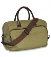 Classic style carry-on everyday canvas bag with leather trim by Dopp. Great bag for weekend trips or for traveling to and from work.