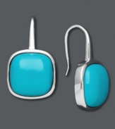 Smooth out the edges. Square-shaped turquoise stones (13 mm) make a vivid statement in these polished sterling silver earrings. Approximate drop: 1/2 inch x 1/2 inch.