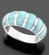 Refined yet fresh and casual enough for everyday, this ring shines with sterling silver and larimar stones. Size 7.