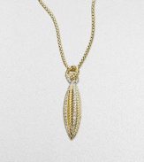 From the Lantana Collection. A brilliant pendant with rows of dazzling diamonds between pretty cables crafted in radiant 18k gold on a box link chain. Diamonds, .34 tcw18k goldPendant length, about 1¼Necklace length, about 17 to 18 adjustableJump ring closureImported 