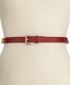 MICHAEL Michael Kors makes opposites attract with this leather-topped chain belt. Crafted in a skinny silhouette for a sleek look.