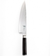 The chef's right hand-this on-point tool keeps the kitchen on task by conquering a world of cutting tasks. Crafted from stainless steel with an impenetrable steel core, this traditional Japanese blade features precision angling on each side, a full tang for incredible strength and balance and a D-shaped ebony handle that feels just right in your hand. Lifetime warranty.