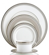 Make your home a dinner party destination with Palmetto Bay dinnerware. kate spade new york dresses exquisite bone china in soft grays and ribbons of platinum for place settings that epitomize modern elegance.