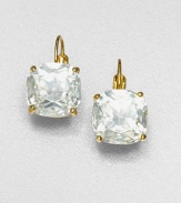 Simple and striking faceted squared stones have a golden prong setting and a delicate radiance.ResinBrassAbout .5 squareEar wireImported