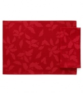 Dress up your table with the Holly Damask napkin from Lenox. A timeless design and machine washable blend in lustrous red bring lasting elegance to seasonal dining.