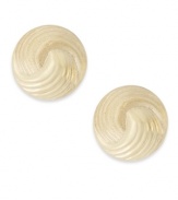 Sleek, polished studs perfect any ensemble. Crafted in 14k gold, earrings features a swirling knot design. Approximate diameter: 1/3 inch.