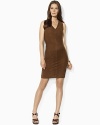 The classic sheath dress silhouette is updated for the season with a supple suede front and a soft merino wool back.