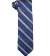 Get sophisticated with stripes and this handsome silk tie from Bar III.