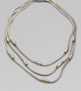 From the Bedeg Collection. Three braided sterling silver chains with a beautifully radiant 18k gold stations and a central closure. 18k goldSterling silverLength, about 18Push clasp closureImported 