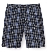 Michael Kors Cotton Linen Plaid Shorts