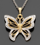 A timeless symbol of happiness and life, this beautiful pendant features a butterfly crafted in 14k gold. Approximate length: 18 inches. Approximate drop: 1 inch.