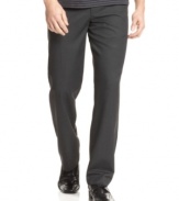 With an ultra-modern look, these flat-front pants from Calvin Klein give you a leaner silhouette no matter your size.