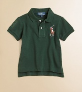 A classic polo for your little boy is updated with a multicolored embroidery for preppy style.Ribbed polo collarShort sleevesButton frontUneven vented hemCottonMachine washImported Please note: Number of buttons may vary depending on size ordered. 