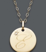 The perfect personalized present! Elaine or Elizabeth will be thrilled to open this thoughtful initial letter pendant. Crafted in 14k gold with a sparkling diamond accent. Approximate length: 16 inches + 2-inch extender. Approximate drop: 3/4 inch.