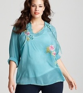 Johnny Was Collection Plus Size Roslin Embroidered Blouse