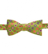 With a whimsical pattern and bold color palette, this Countess Mara bowtie is sophisticated with a fun twist.