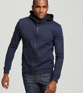 A modern take on an off-hours classic, this HUGO hoodie features a bold stand up collar for a new-season look.