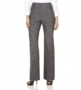 A must-have for your work wardrobe, AGB's textured cotton-blend pants feature a flattering silhouette with unique button tabs.