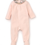 A pajama onesie from Burberry, crafted in the softest cotton velour to ensure comfortable little ones.