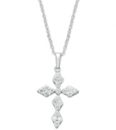 Give her the gift she'll cherish forever. Symbolic and sparkling, this marquise-shaped cross pendant shines exquisitely with round-cut diamonds (1/2 ct. t.w.) set in 14k white gold. Approximate length: 18 inches. Approximate drop: 1 inch.