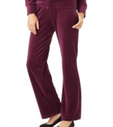 Total comfort has never looked so luxe! Lounge in style with these cozy pants from On Que, made from so-soft velour.