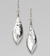 From the Palu Kapal Collection. Delicate teardrops of sterling silver with subtle texture.Sterling silverDrop, about 2¼Width, about ½Ear wireMade in Bali