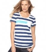 Springy stripes: Punch up casual days with this striped tee from Style&co. Sport! Pair it with jeans for everyday style that stays chic.