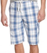 Casual style meets prepster cool. These plaid cargo shorts from American Rag are a warm-weather statement.