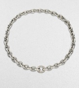 From the Chain Collection. A simply chic style featuring alternating smooth and cable links with a brilliant center link encrusted in diamonds. Sterling silverDiamonds, .81 tcwLength, about 17Push clasp closureImported 