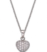 Show some love for style. B. Brilliant's heart pendant sparkles with round-cut cubic zirconias providing a dazzling touch. Crafted from sterling silver. Approximate length: 18 inches + 3-inch extender. Approximate drop length: 1/2 inch. Approximate drop width: 1/3 inch.