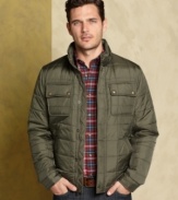 Put a cool spin on classic when you walk out the door in this Tommy Hilfiger quilted puffer coat with hidden hood.