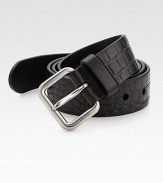 Embossed-croc leather style with engraved metal buckle for an impeccable finish.LeatherAbout 1½ wideMade in Italy