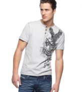 Upgrade your t-shirt style with this graphic henley from INC International Concepts.