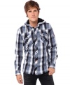 This checked hoodie from Buffalo David Bitton combines preppy patterns with edgy cool for a modern fall look.