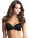 The Sculptural strapless Push-up bra is made of Hi-tech microfiber. This underwire bra has push-up molded foam built into each cup for a gradual lift with a deep plunge in the center for low cut shirts. Net sided and three hooks in the back for extra support.