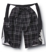 With a blown-out plaid pattern, these board shorts from Quiksilver are ready to hit the sand and surf.