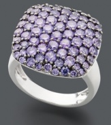 Poised in purple. This knockout cocktail ring features a cushion-cut shape covered with round-cut amethyst (3-1/2 ct. t.w.). Set in sterling silver. Size 7.