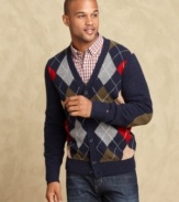 Classic patterns like argyle on this cardigan from Tommy Hilfiger take your layered look and smartens it up for fall.